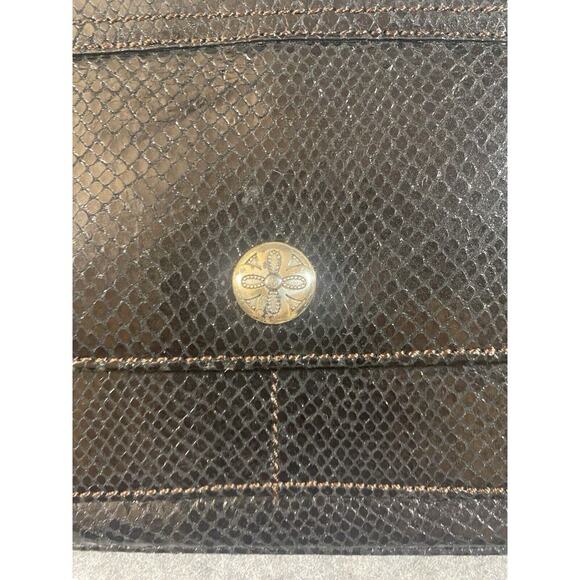 Brighton Purse Medium Black Faux Snack Skin Medium Shoulder Purse Clutch - Picture 3 of 13